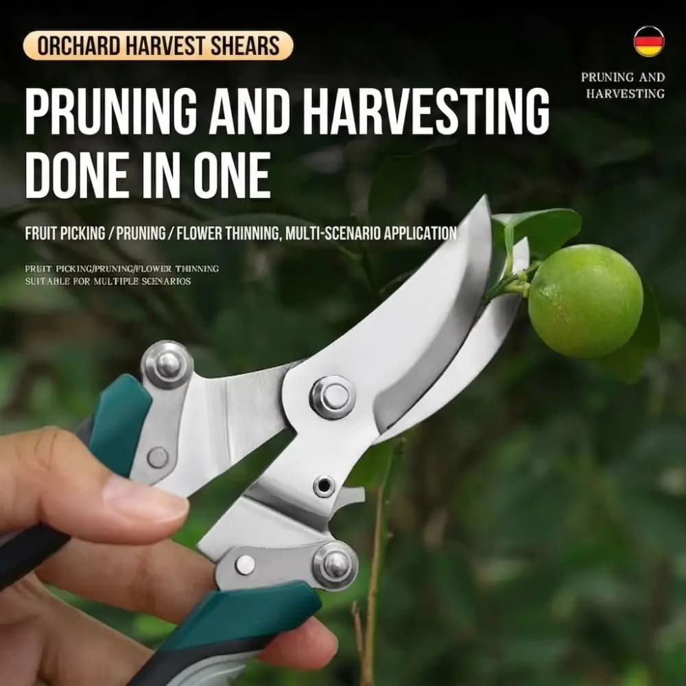 Stainless Steel Pruning Shears Foldable Non-Slip Handle Garden Scissors Sharp Blade Safety Lock Branch Pruner Garden Work