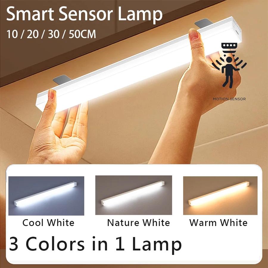 USB Type C Rechargeable Motion Sensor LED Bar Portable Night Light for Kitchen Comodin Wardrobe Corridor