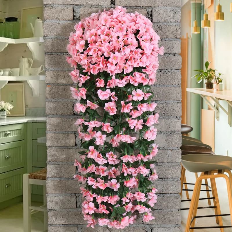 Piante di Begonia Artificiali, Bouquet da Sposa, Viola, Lunga Ghirlanda Pendente, per Parete, Esterni, Casa, Giardino, Arco, Matrimonio, Fai da Te, Regalo, Offerta Speciale
