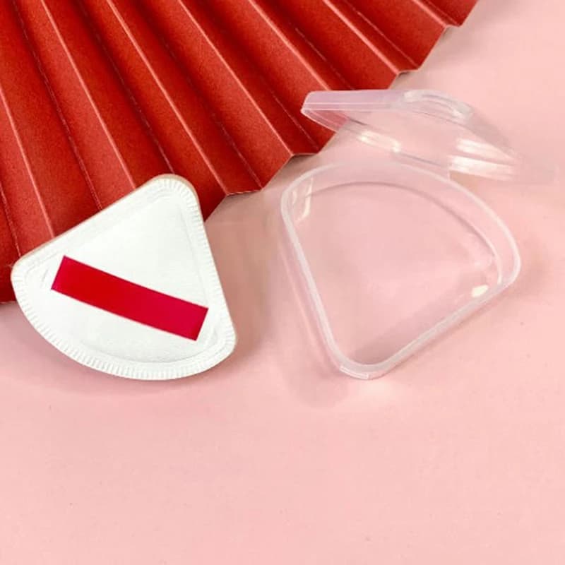Borsa Cosmetica Trasparente Portatile a Forma di Triangolo, Scatola per Conservare Spugne e Pennelli da Trucco