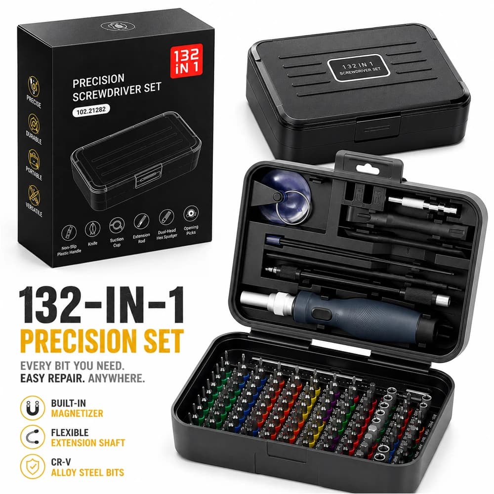 Precision Screwdriver Set 132 In 1 Magnetic Electronics Repair Kit 108 Bits Phone Laptop Game Console Watch Glasses DIY Tool Set