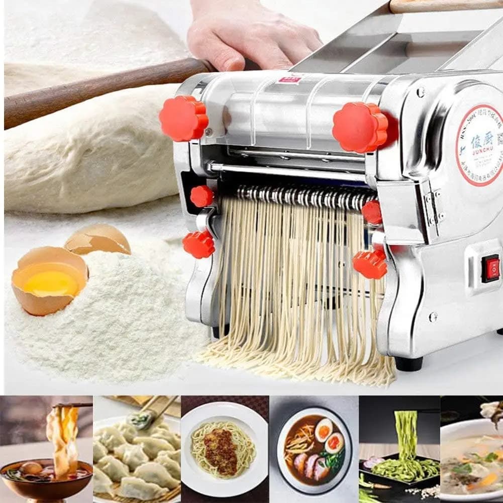 Macchina Elettrica Commerciale per Pasta 750W 110V in Acciaio Inox, Impastatrice e Tagliapasta