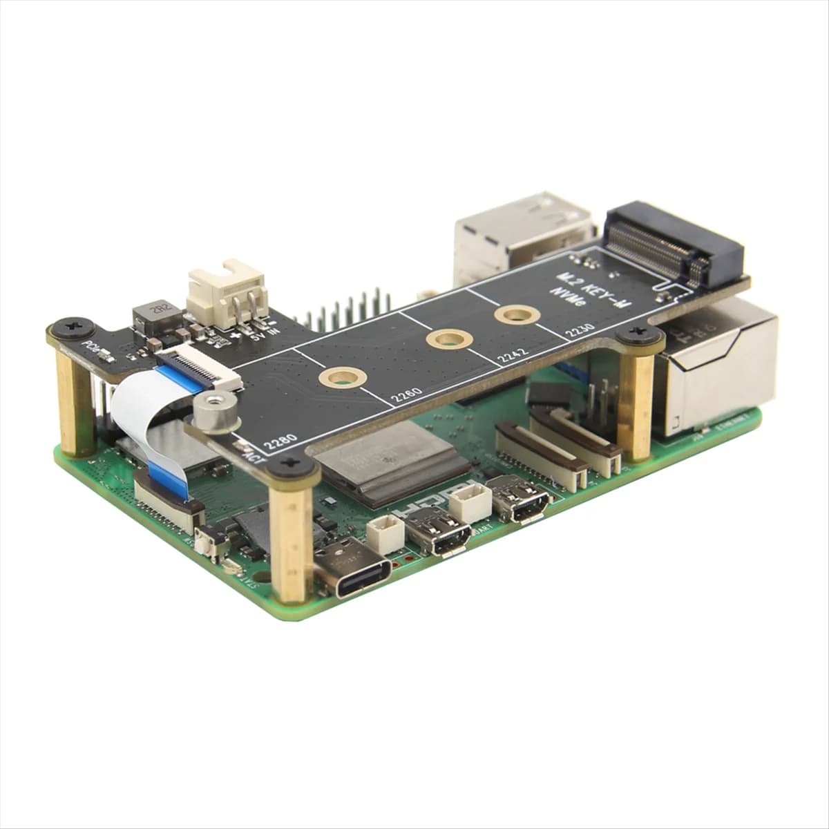 PCIe X1001 M.2 NVMe SSD Shield compatible with Raspberry Pi 5