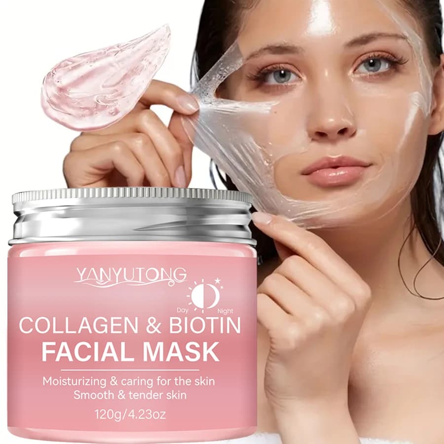 Collagen peeling mask, collagen wrapping mask to day and night biotin, deep hydration, mask cream for night care.