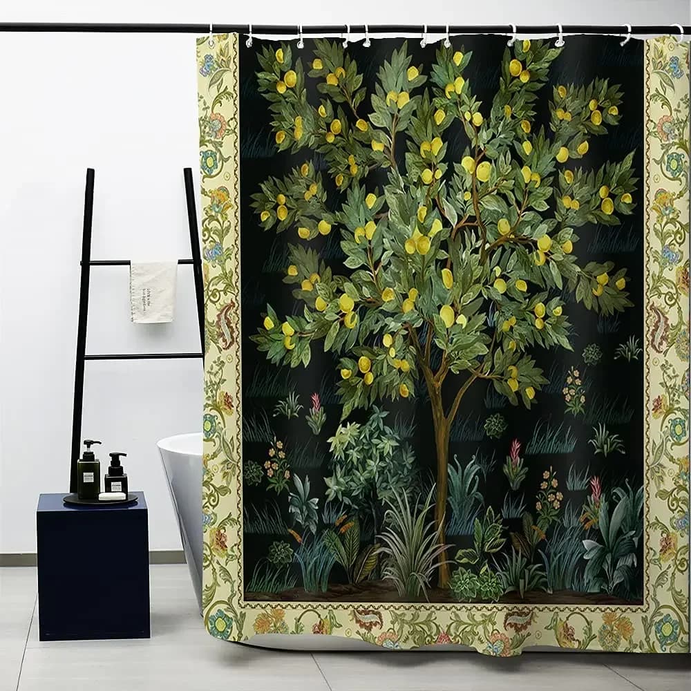 Tenda da doccia floreale vintage da giardino, tessuto pesante, tende da bagno lavabili per il bagno
