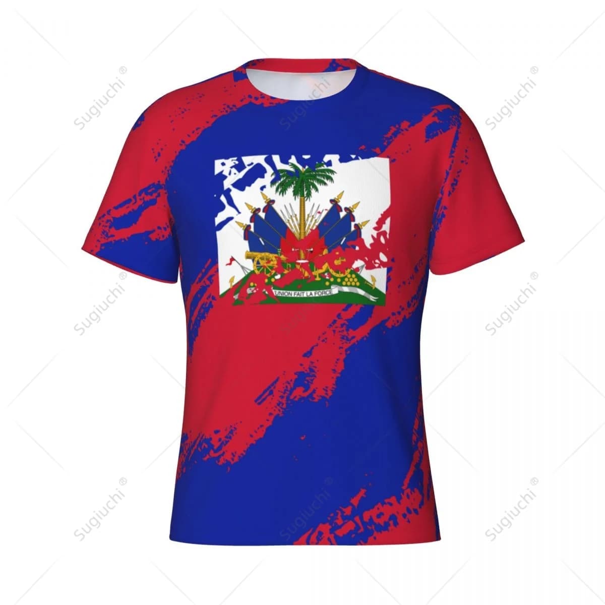 Nome personalizzato Nunber Haiti Bandiera Colore Uomo T-shirt sportiva attillata T-shirt da donna per tifosi di calcio
