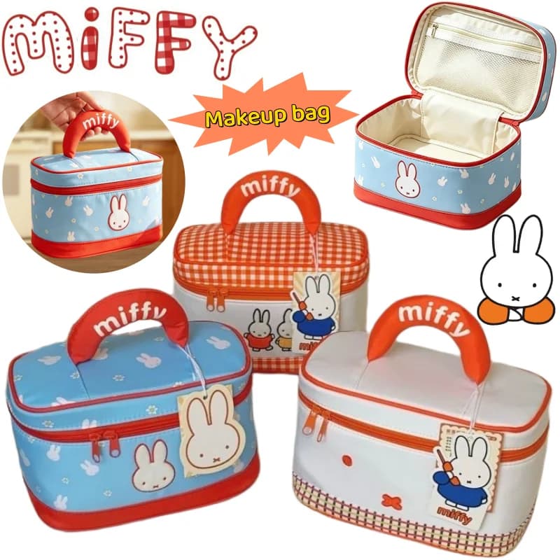 New Miffy Rabbit Cosmetic Bag High Color Value Cartoon Printed Large Capacity Portable Outdoor Portable Cute Travel Wash Bag