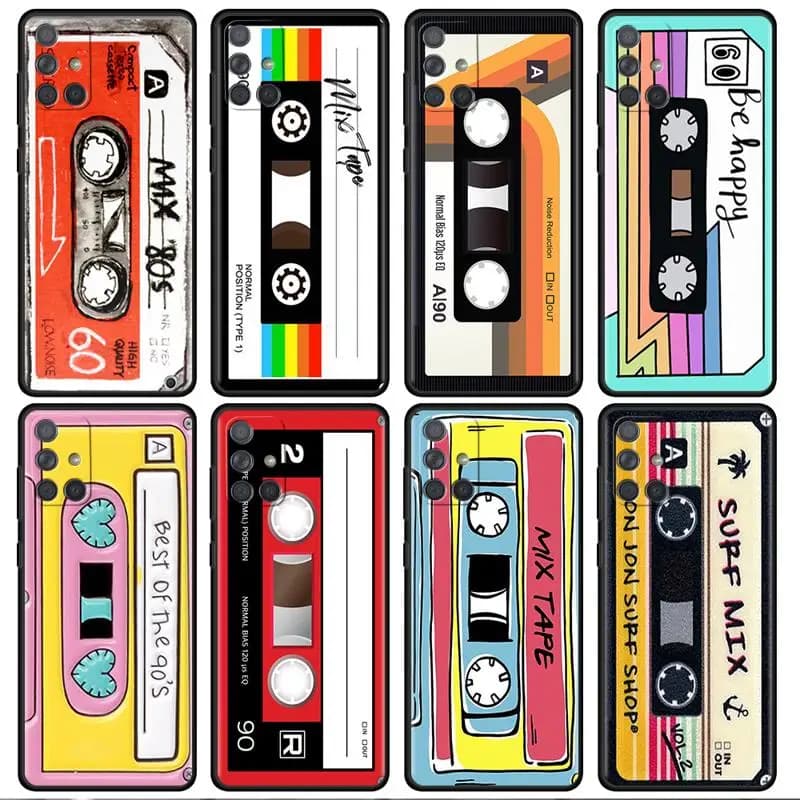 Mixtape custodia Audio a cassetta con nastro magnetico Vintage per Samsung Galaxy A54 A52 A14 5G A53 A12 A13 A71 A23 A34 A33 A21s Cover per telefono