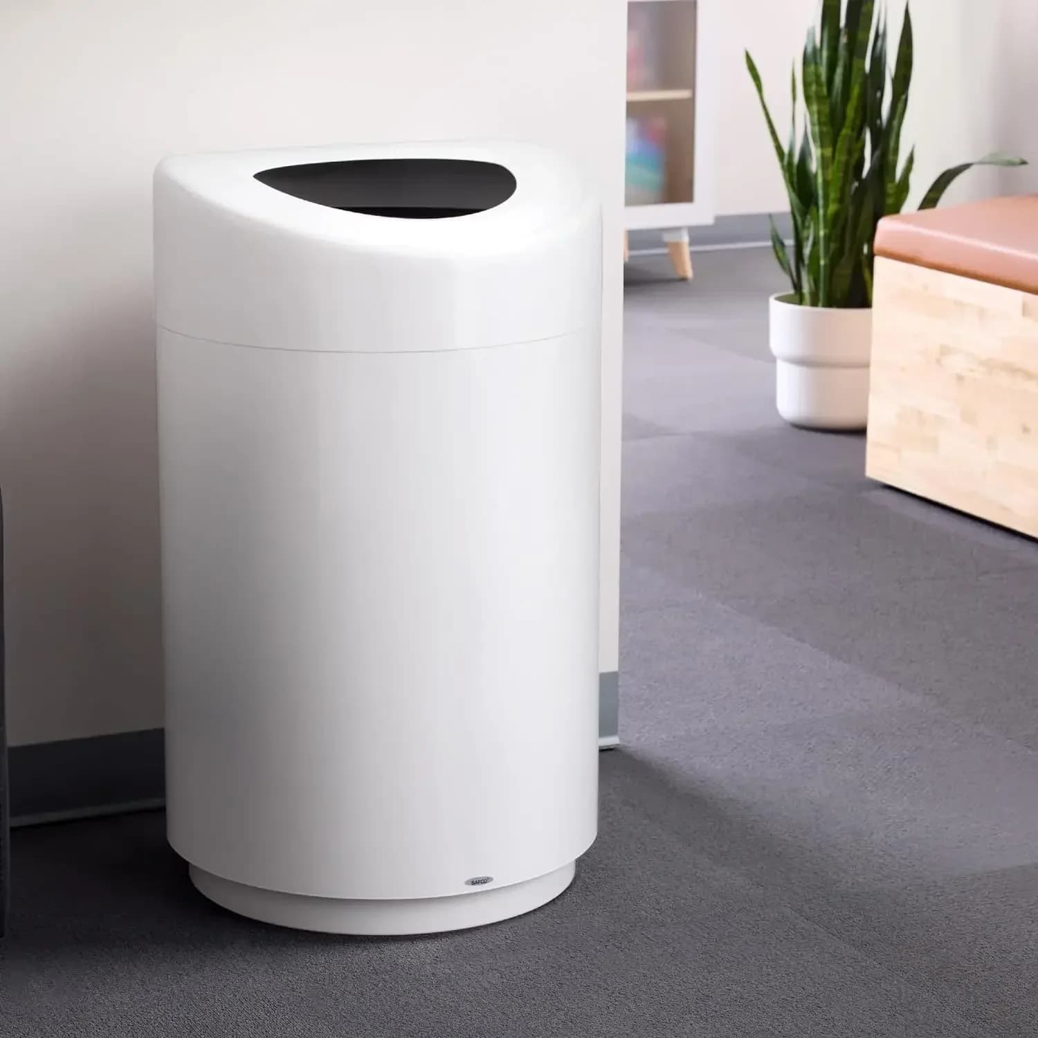 zz Bidone della spazzatura moderno open-top, acciaio inossidabile durevole e resistente alla foratura, bianco 30 galloni