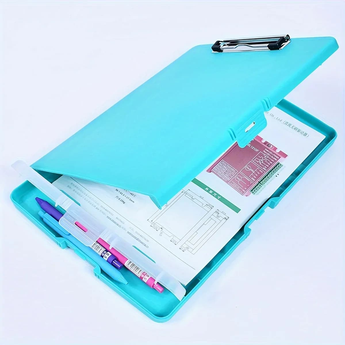 1pc - Multifunctional Writing Board with Hooks, Single Force Clamp, File Box, Writing Board Clamp,Portable Material Folder