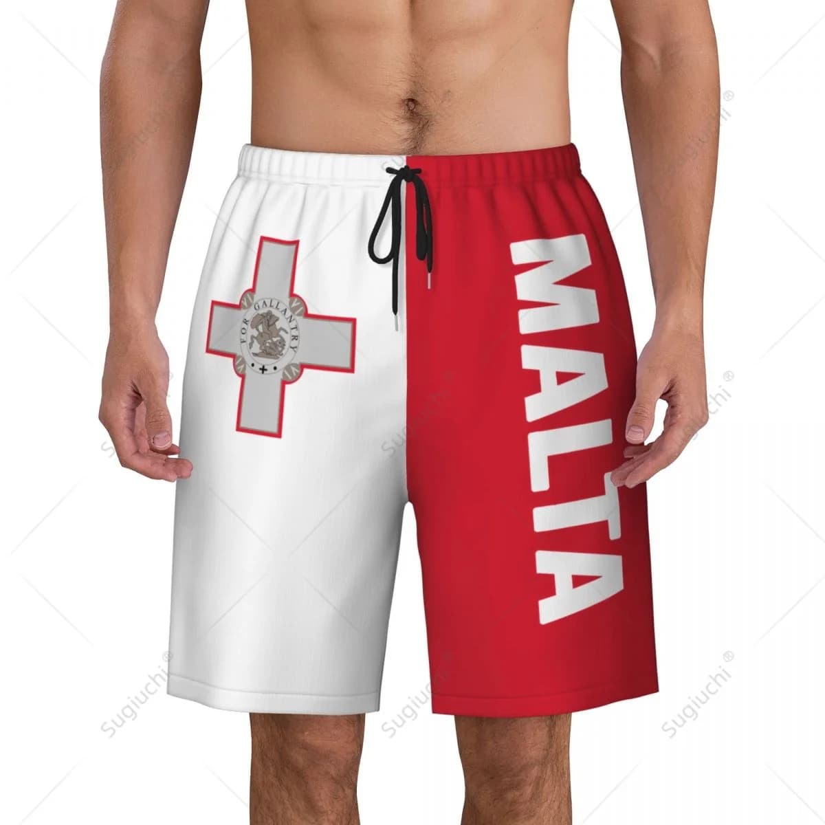 Pantaloni da spiaggia con bandiera Malta da uomo Pantaloncini da surf Surf Ragazzi Calcio Ciclismo Costumi da bagno Corsa in poliestere
