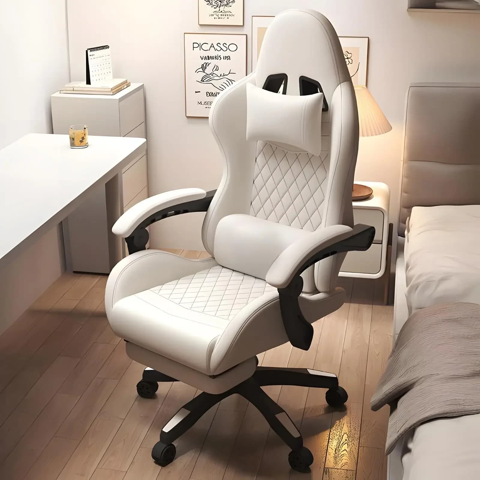 Sedia da Gaming Grande e Alta per Adulti, Capacità 350 libbre, Sedia Ergonomica da Computer con Poggiapiedi, Supporto Lombare Massaggiante in Pelle PU, Schienale Alto