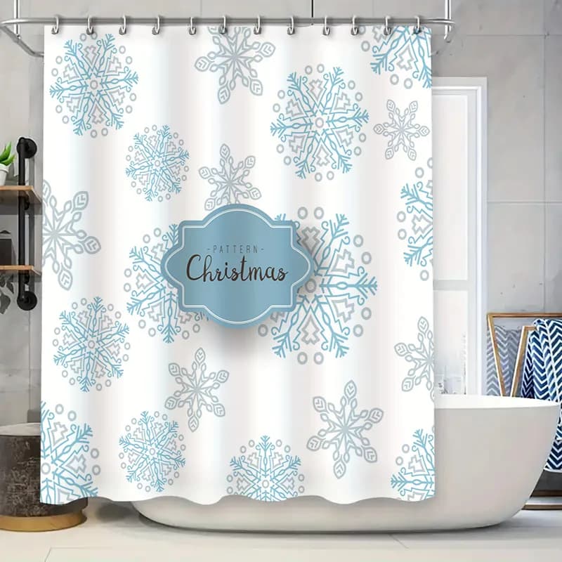 Tenda da doccia natalizia con fiocco di neve Set di tappetini da bagno decorativi floreali blu per la decorazione del bagno Forniture per la casa di AliExpress