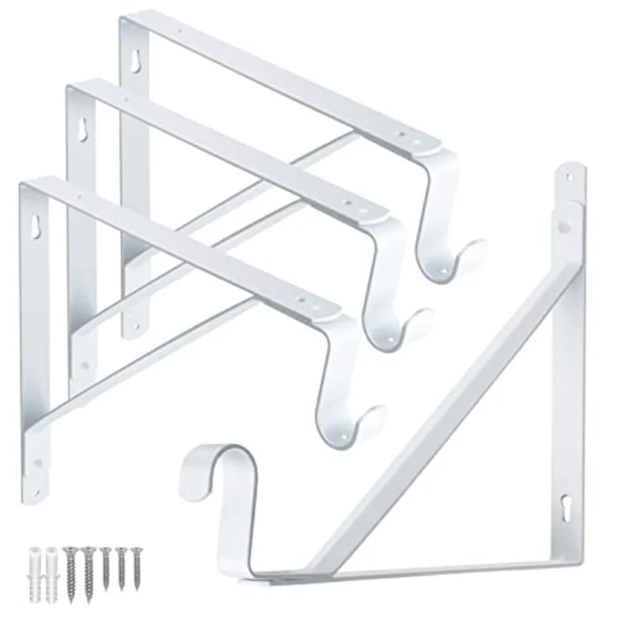 Supporto per Asta Armadio, Staffa Portaoggetti Resistente con Porta Asta, Asta Appendiabiti da Parete 11x 10-1/5 pollici