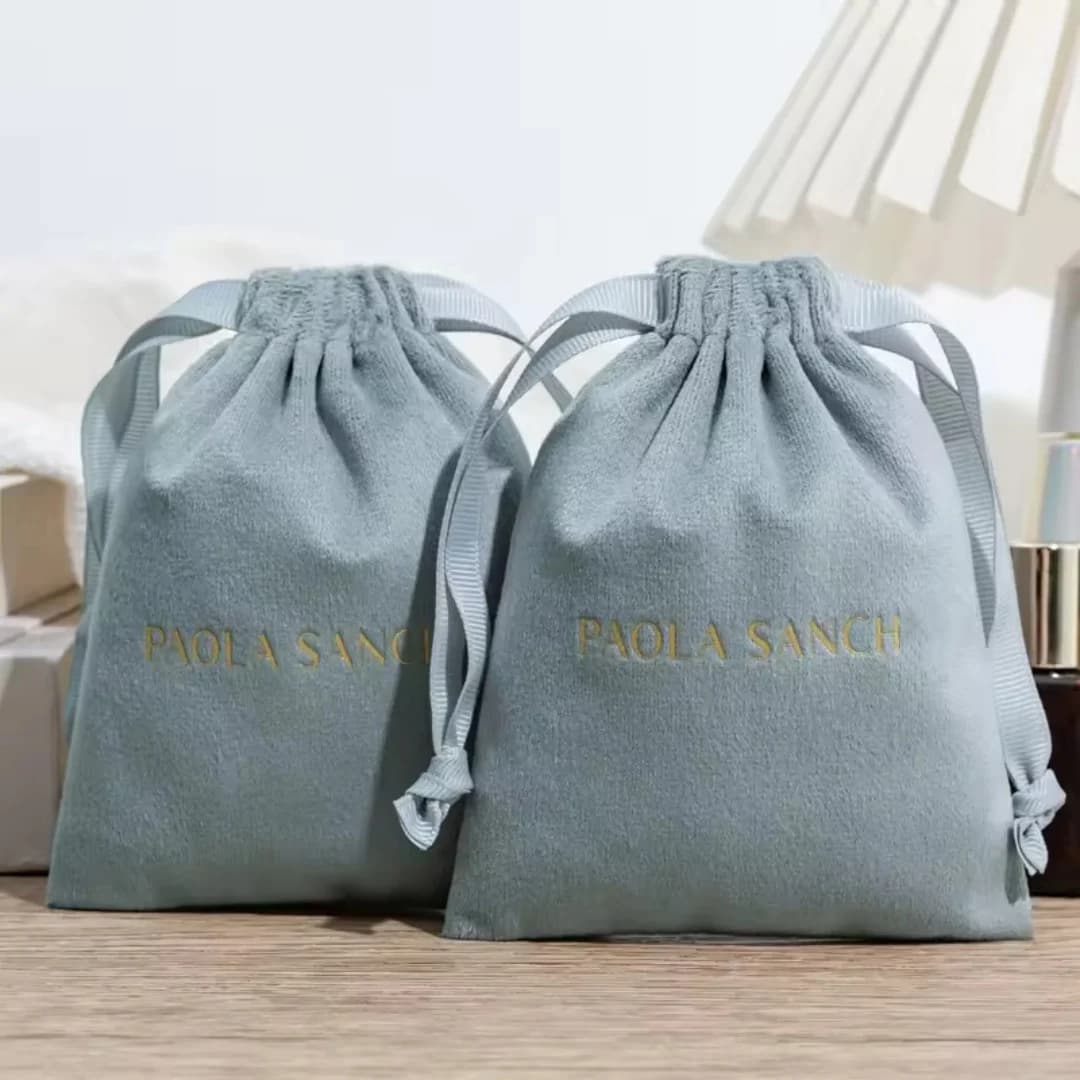 Sacchetto in Velluto di Lusso Personalizzato con Logo Stampato per Profumi, Gioielli, Candele e Artigianato, Stampa Flessografica