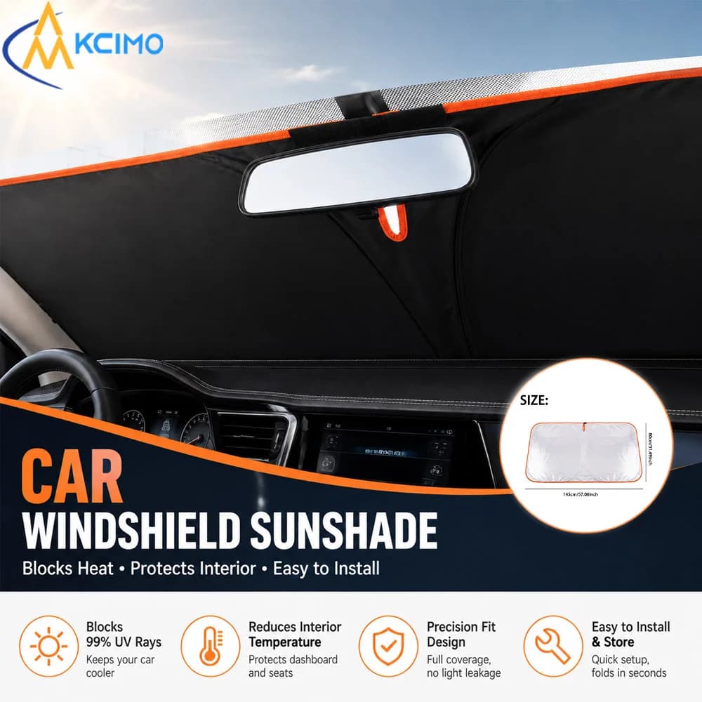 Foldable Car Windshield Sunshade UV Ray Blocking Front Window Shade Cover to Reduce Interior Heat And Protect Your Vehicle