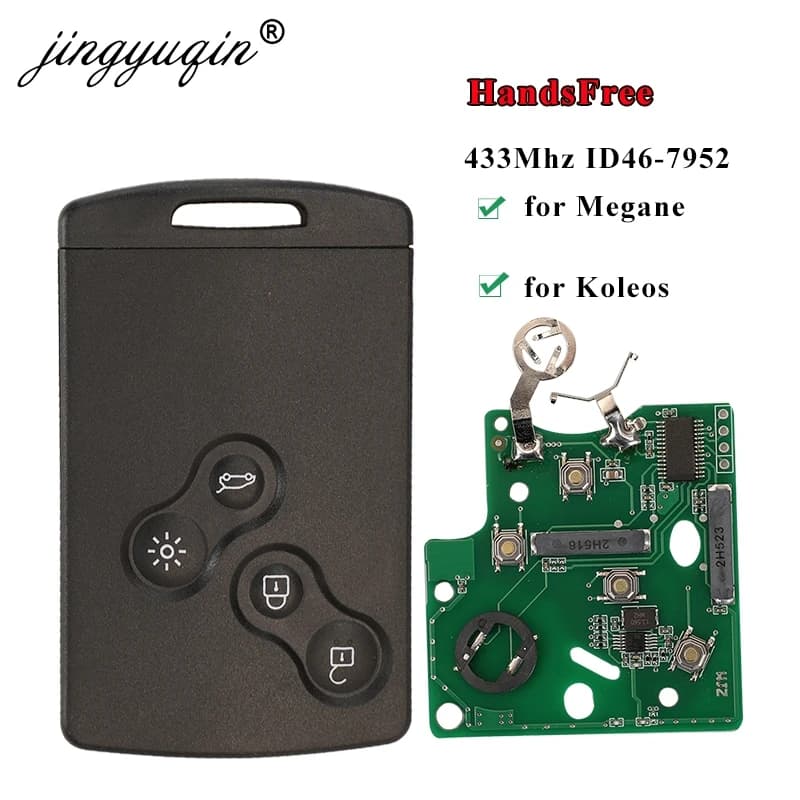 Jingyuqin Vivavoce Keyless Smart Card Per Renault Megane III Fluence Laguna III Scenic Clio Captur Koleos 433MHz FSK PCF7952 chiave A Distanza