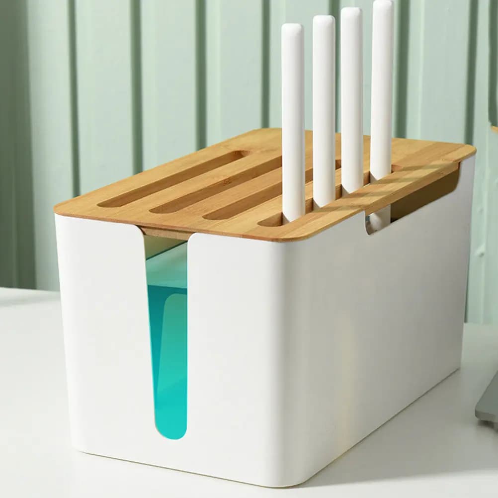 Scatola porta router e organizer per cavi, design multi-foro, protegge i cavi di alimentazione, custodia per cavi domestici per soggiorno