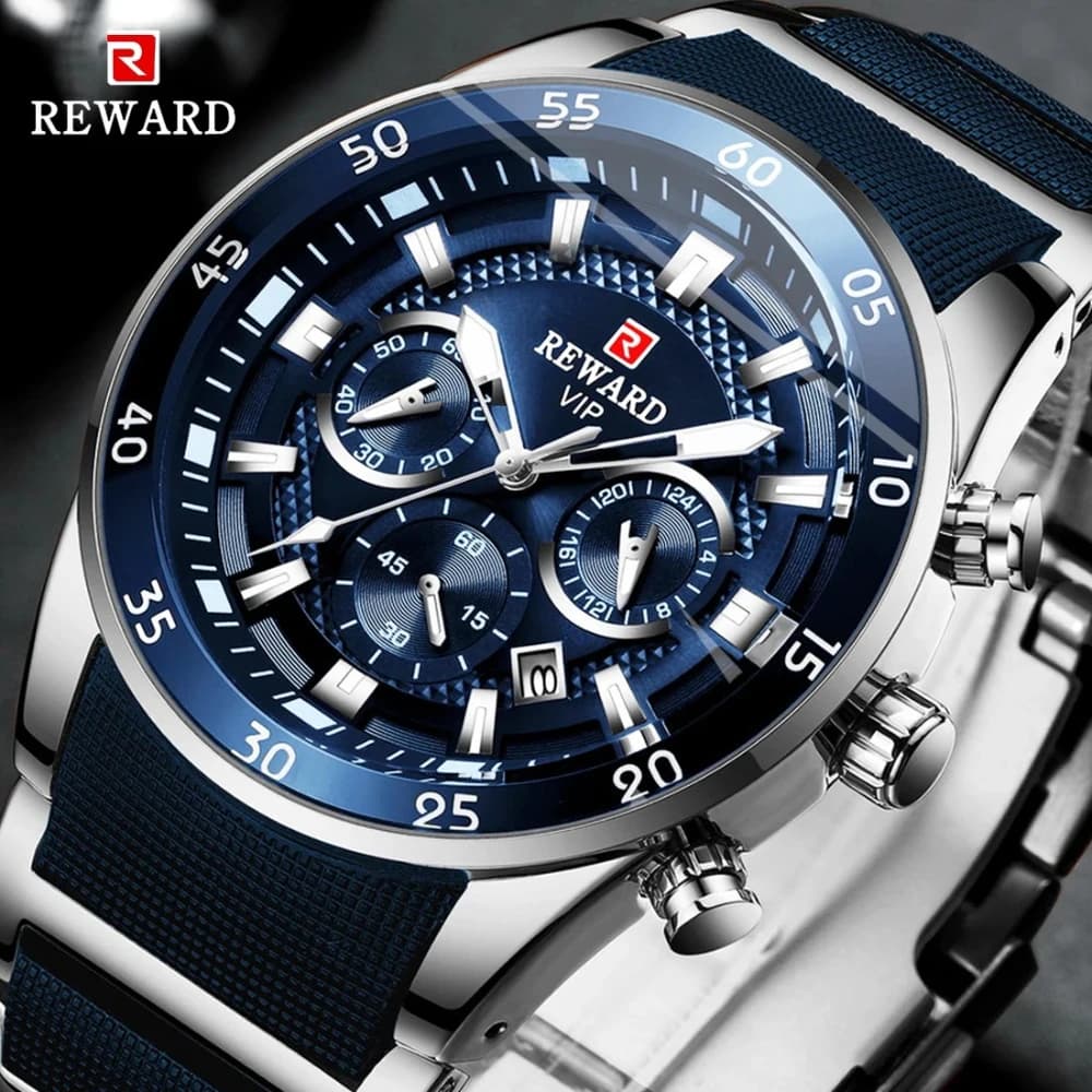 RICOMPENSA 81011 Orologio da uomo Orologio al quarzo blu di lusso Cronografo da uomo Data automatica Orologi da lavoro impermeabili per uomo Reloj
