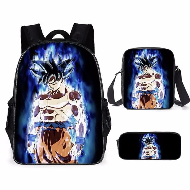 Dragon Ball Super Ultra Instinct Goku 3 in 1 Children Backpack Set Anime Print School Bag Pencil Box Kids Back To School Gift