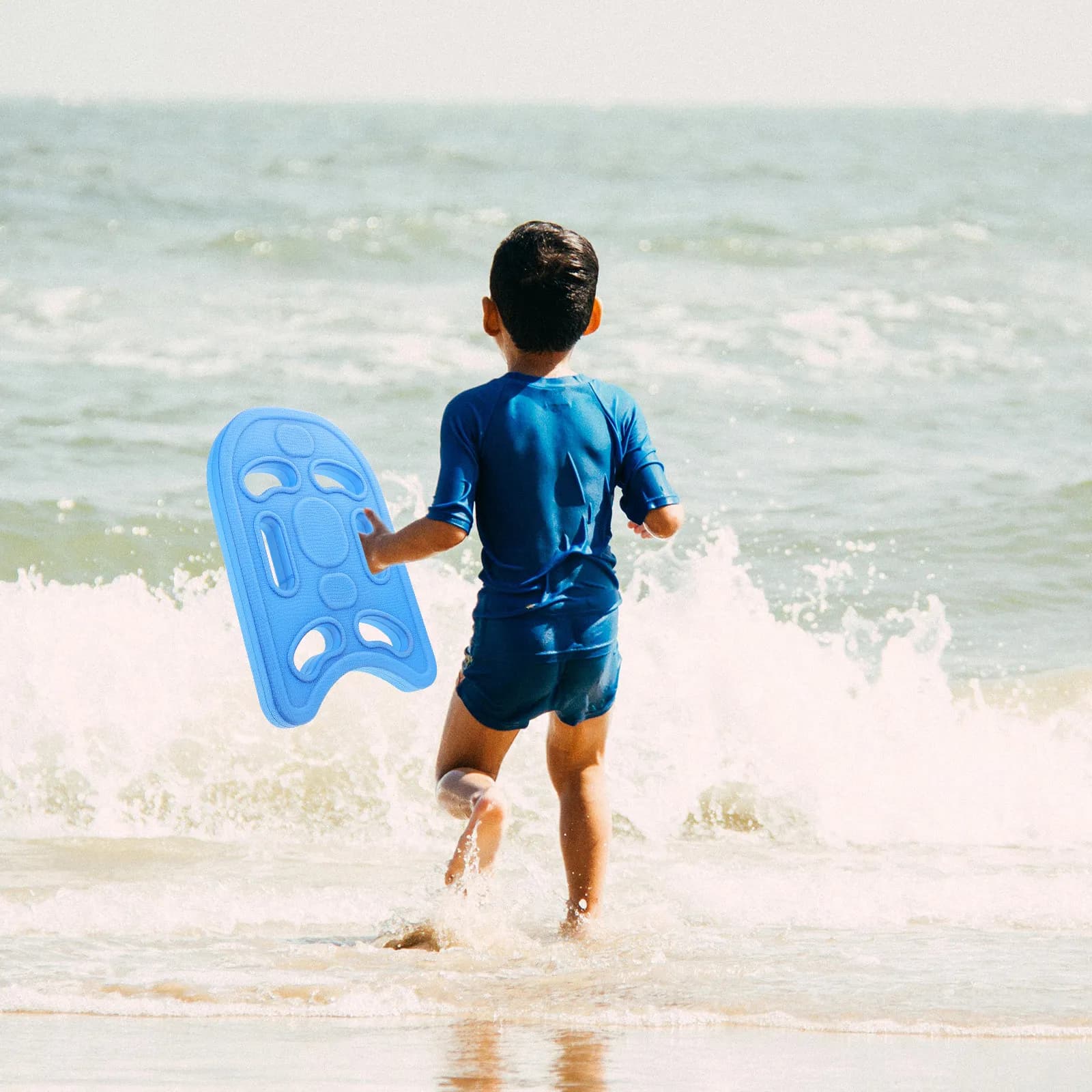 Tavola da nuoto per bambini con maniglie ergonomiche e poggiapiedi, leggera e portatile, per l'allenamento di nuoto e la sicurezza in acqua dei bambini