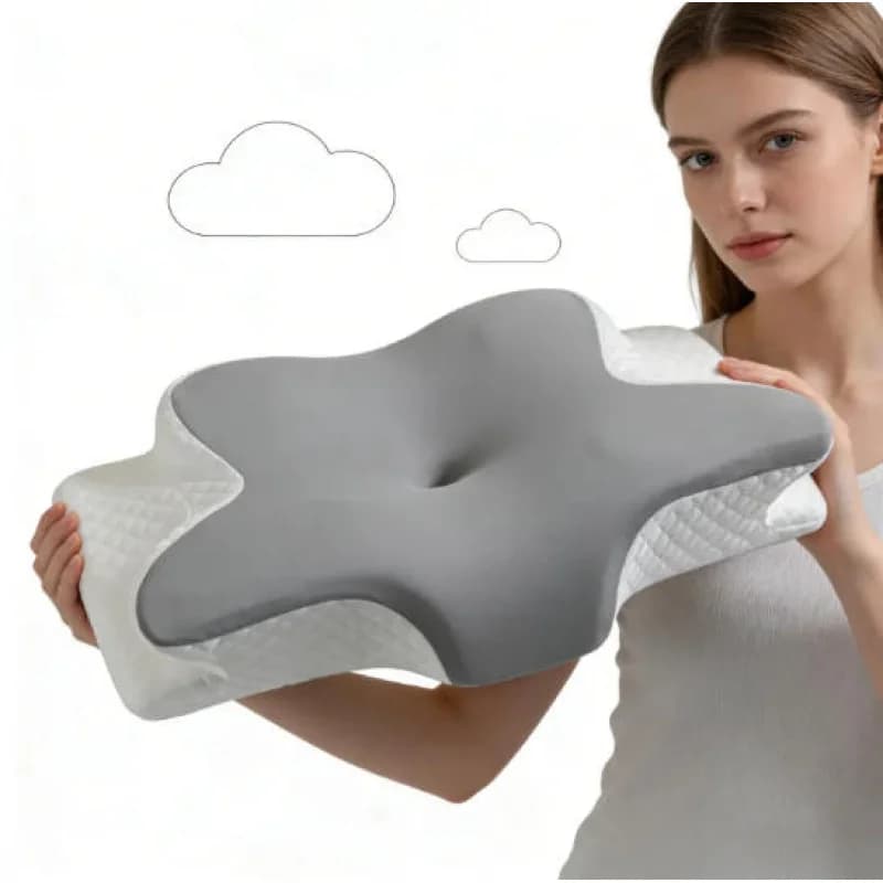 Cuscino Cervicale Ergonomico a Farfalla, Rinfrescante Estivo in Memory Foam a Lento Ritorno per Alleviare il Dolore al Collo e Favorire il Sonno