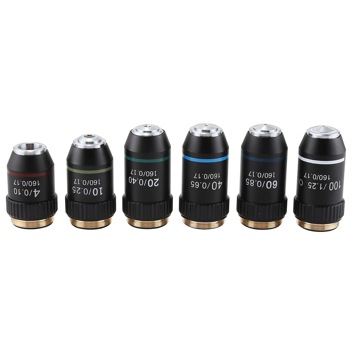 Kit di Obiettivi Acromatici per Microscopio Modello 195 RMS 20 con Filettatura da 2mm e Livelli di Ingrandimento 4X 20X 40X 60X 100X (S + olio)