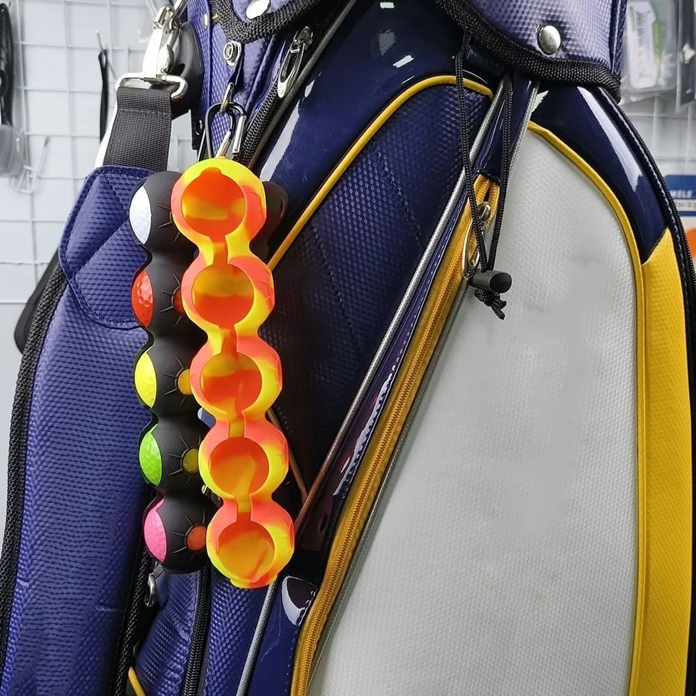 Porta Palline da Golf in Silicone per 5 Palline, Leggero, con Gancio, Borsa per Trasporto Palline da Golf, Accessori per Golf