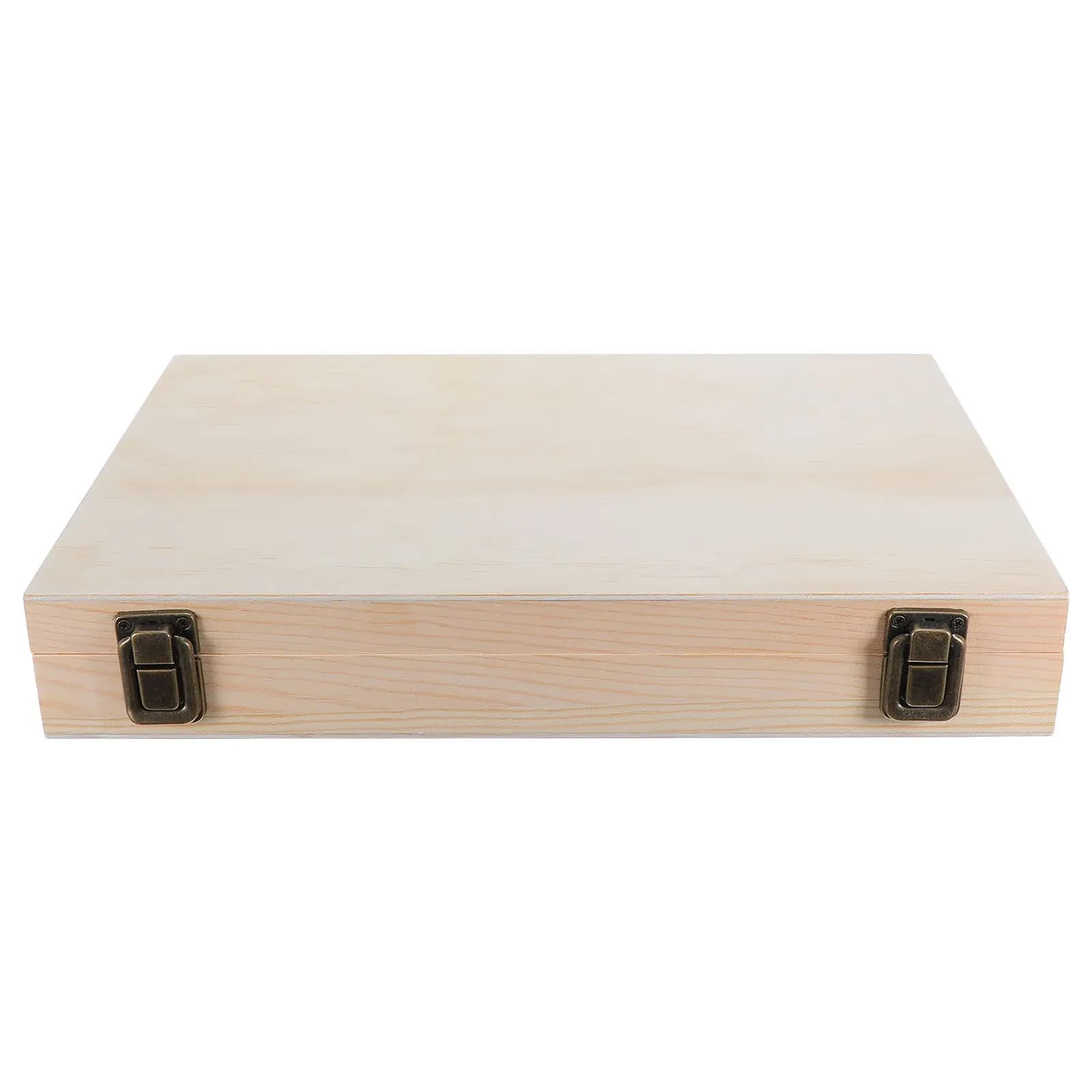 Scatola portaoggetti in legno massello con coperchio a cerniera, non rifinita, naturale, per gioielli, artigianato, decorazioni da scrivania