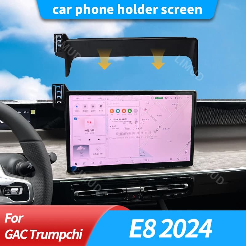 Support for Navigator with Screen of 14,6 Poles Suitable for Trumpchi E8 2024, with Vano Portaoggetti, Support Fixed for Phone by Car