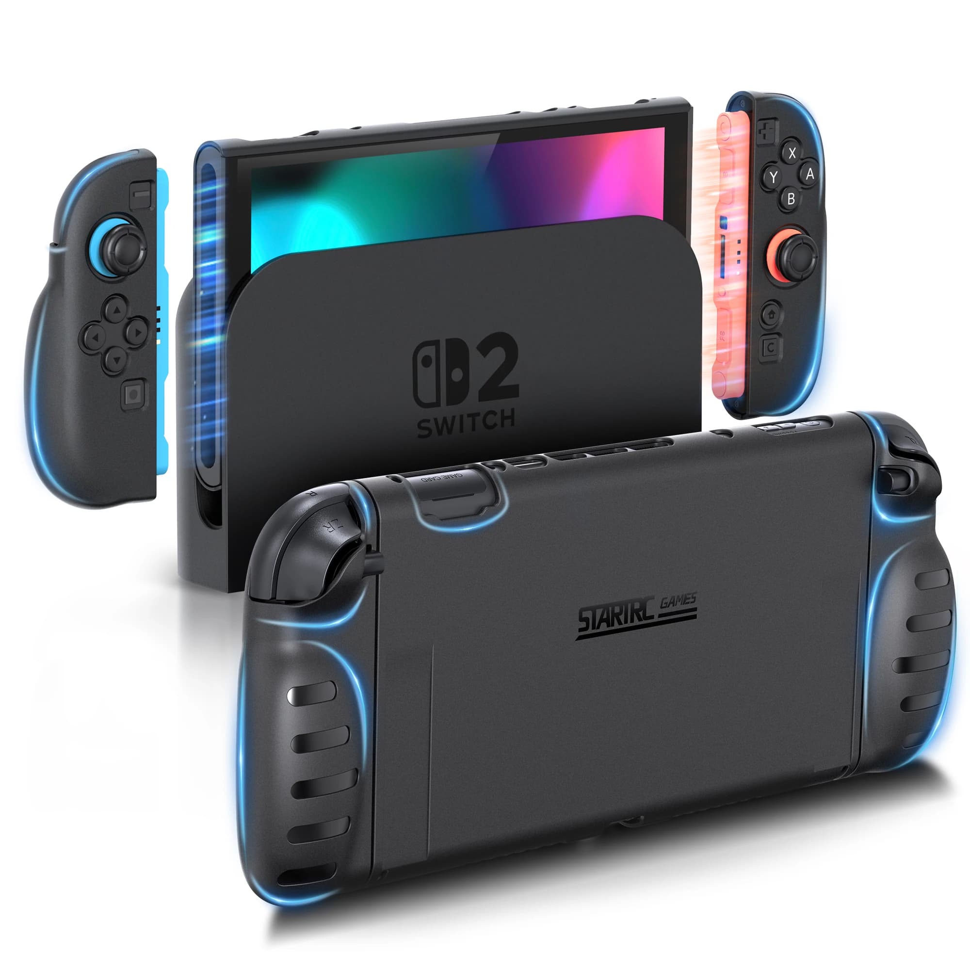 Cover Ergonomica in TPU per JoyCon, Guscio Posteriore Rigido Anti-Graffio Dockabile, Custodia Protettiva Rigida per Nintendo Switch 2
