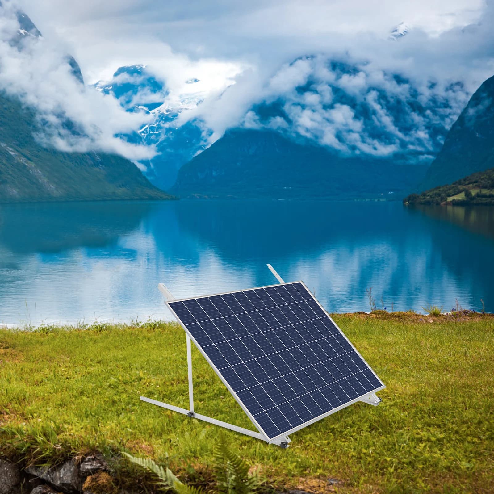 Regolabile 0-90 ° Staffa di montaggio per pannello solare Lega Al 6005-T5 per telaio inclinabile per casa da tetto per camper da 45 pollici Set da 2 pezzi
