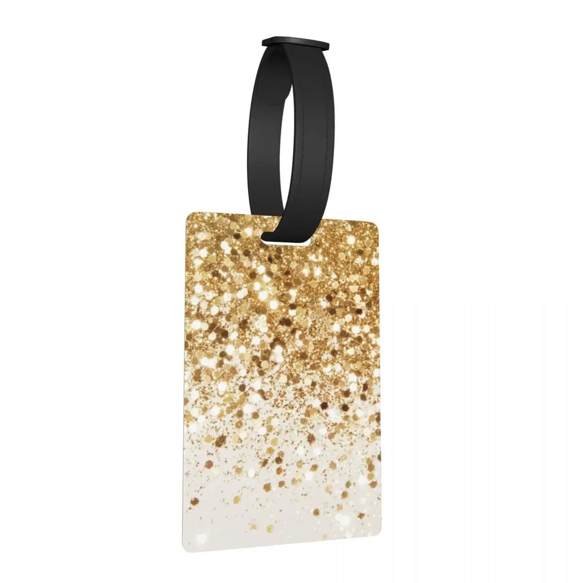 Etichette per Bagagli Scintillanti Oro Glitterato, Accessori per Valigie, Targhette da Viaggio, Porta Etichette con Spazio per Nome e Indirizzo