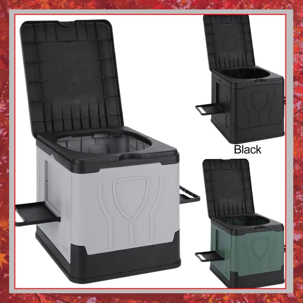 WC Portatile Pieghevole con Portarotolo e Coperchio, Riutilizzabile per Campeggio, Viaggi, Auto, Camper ed Emergenze