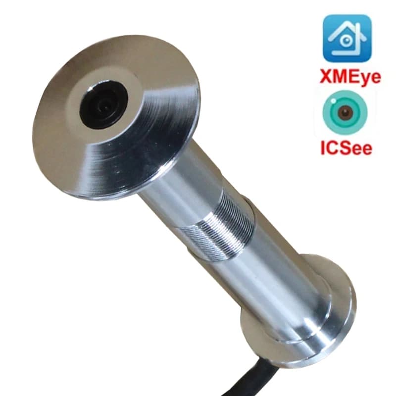 15mm Diameter Silver Wide-Angle Fisheye Peephole Cat's Eye POE Security Door ICSee Camera