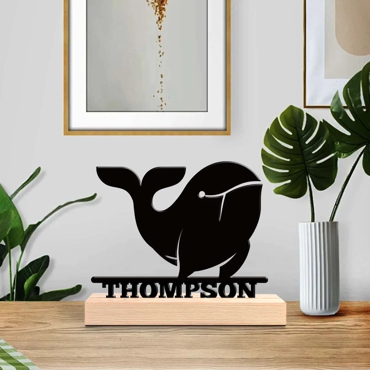 1pc Metal Art Desktop Decoration Custom Name Equipped with A Wooden Base New Home Gift for Friends,Decorative Ornaments