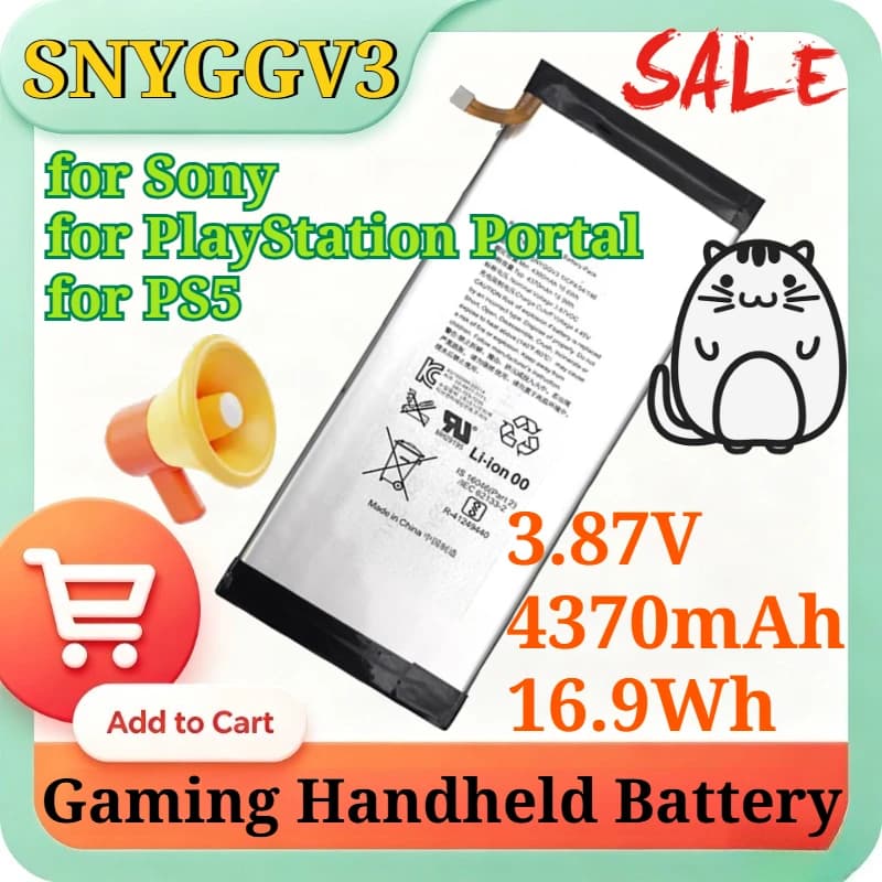 SNYGGV3 3.87V 4370mAh 16.9Wh Replacement Li-ion Battery for Sony for PlayStation Portal for PS5 Accessories with Repair Tools