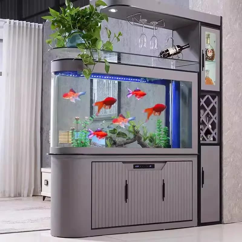 Armadietto da soggiorno di lusso in stile europeo Armadietto per vino Divisorio moderno per schermo Grande acquario di lusso Mobili per acquario FYFT