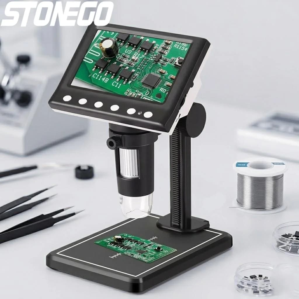 Microscopio di Ispezione ad Alta Precisione con Ingrandimento 1000X, 8 Luci LED, Memoria 32GB, Attrezzatura per Laboratorio di Fisica ed Educazione