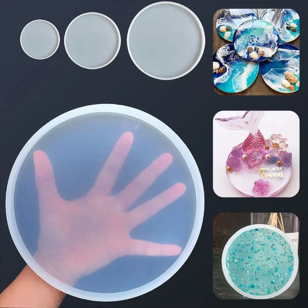 Trasparente Fluid Arts Round Coaster stampi per colata in resina Silicone epossidica ciondolo per gioielli agata che fa strumento per stampi accessori fai da te