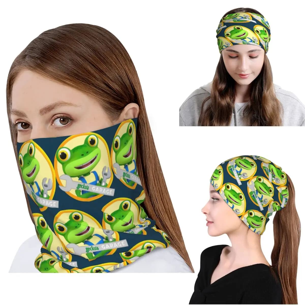 Geckos Garage Bandana Neck Gaiter Magic Scarf Maschera calda per il viso, berretto per uomo, donna, adulto, invernale