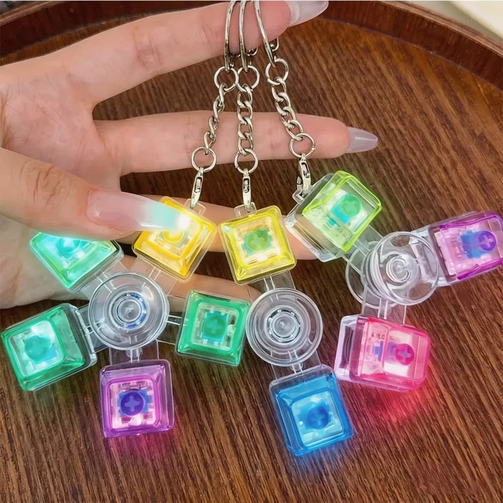 Portachiavi Fidget Spinner con 2/3/5 Tasti LED Luminosi, Clicker Meccanico Antistress, Giocattolo Sensoriale per ADHD, Autismo, Adulti
