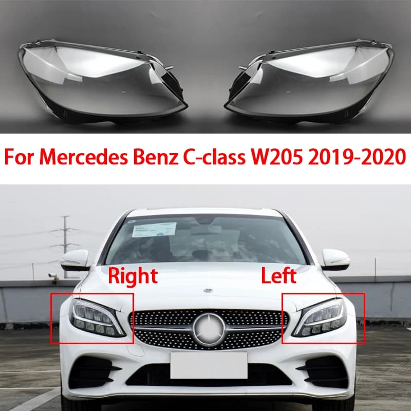Auto Faro Anteriore Copertura Per Mercedes Benz W205 Classe C 2019-2021 Paralume In Vetro Trasparente Faro Borsette Faro Lente