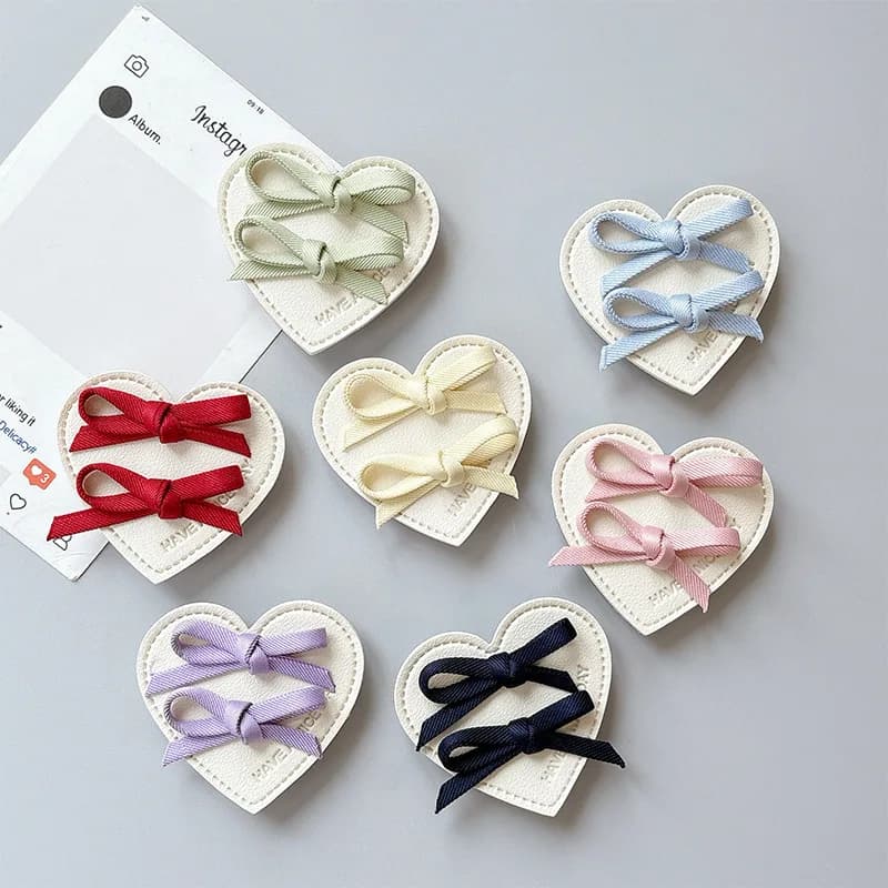 Elegant Bow Heart Phone Grip Holder Leather Texture Back Adhesive Airbag Stand Cell Bracket Finger Socket Girls Daily Decor