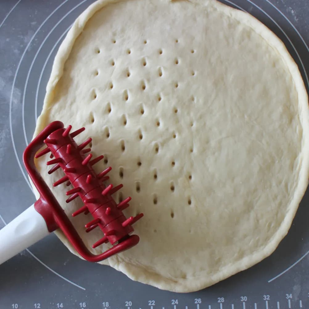 Set di 2 Rulli per Pizza, Foratrice e Punzone per Impasto, Ago Professionale per Pasticceria