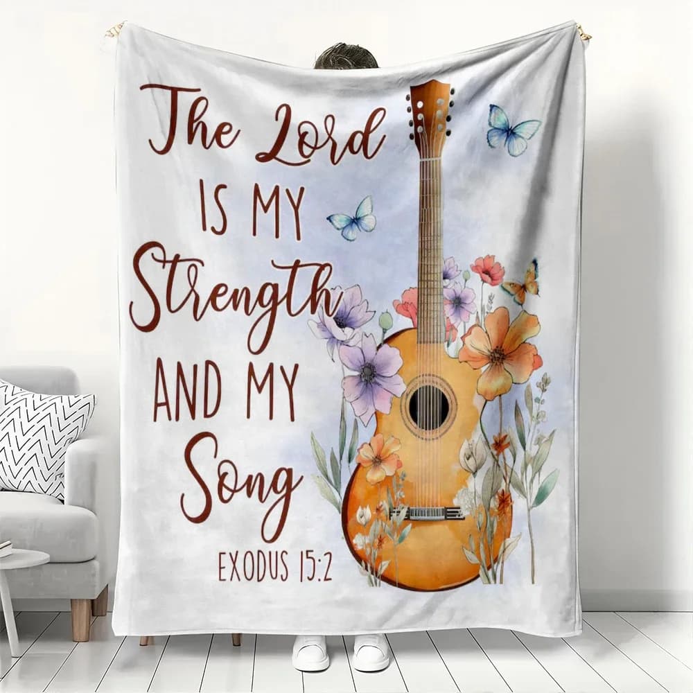 Guitar, flower, butterfly Flannel printed blanket suitable for all seasons suitable for living room office sofa and travel