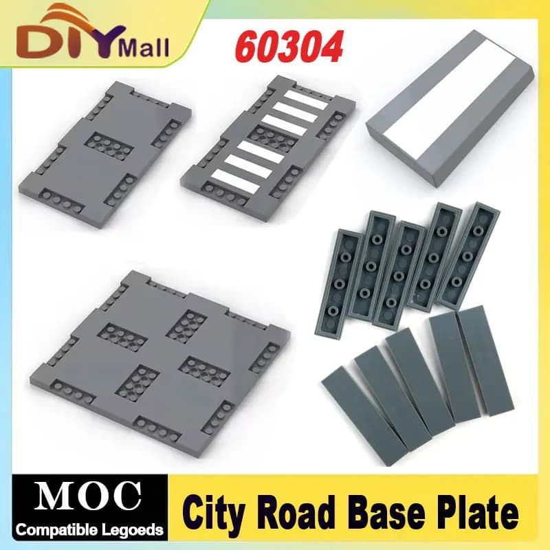 MOC City Road Set di piastre base Flyover Crossroads Puzzle Building Blocks per giocattoli STEM compatibili con Legoeds 60304