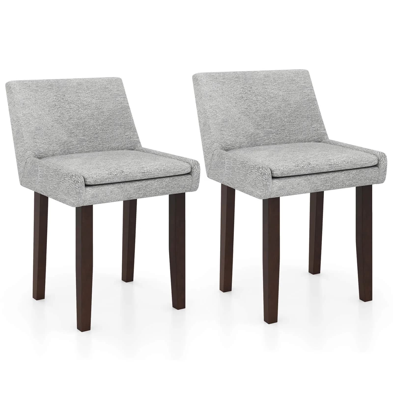 Set di 2 sedie da pranzo moderne con schienale medio e seduta imbottita, gambe in legno massello