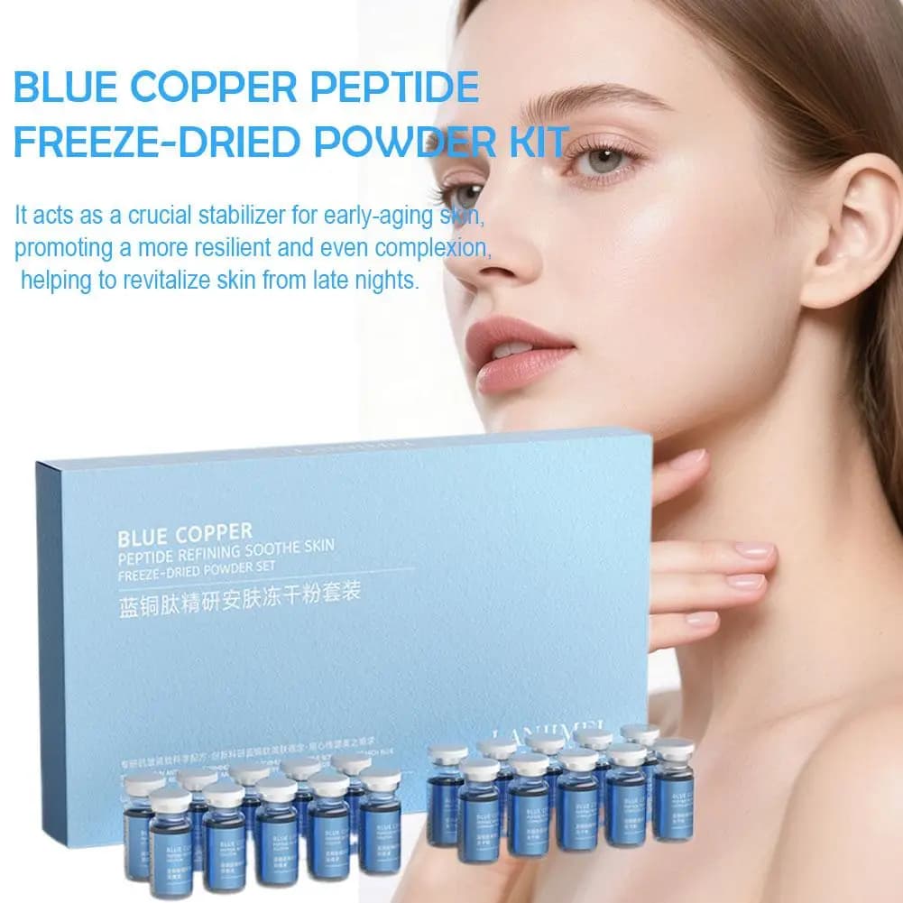 Blue Copper Peptide Face Skin Repair Freeze-dried Powder Set Sensitive Skin Moisturizing Firming Smooth Hyaluronic Acid Essence