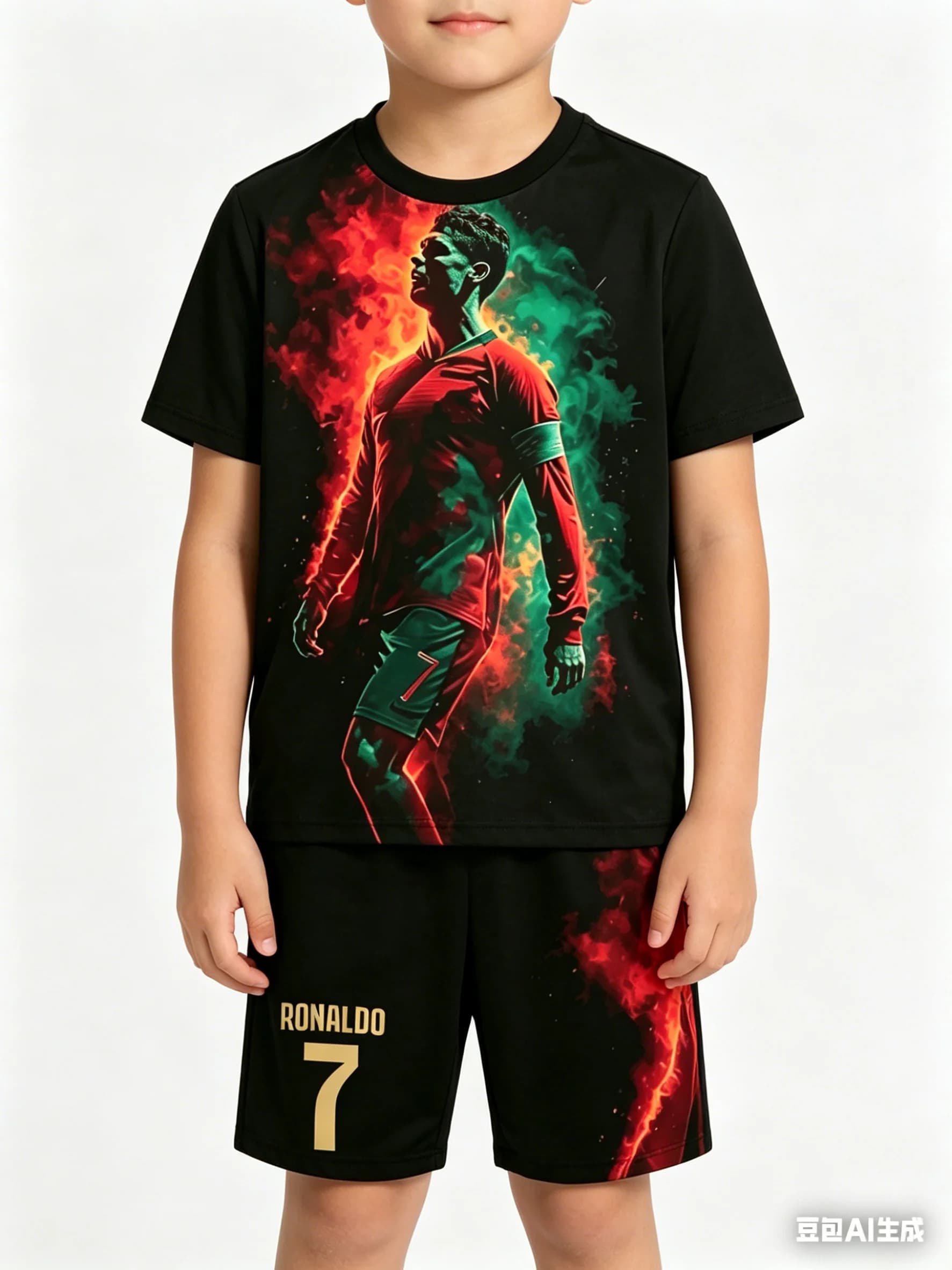 Ultima Moda Estiva # Ronaldo Numero 7 # Set di Maglietta e Pantaloncini da Calcio 3D ad Asciugatura Rapida per Allenamento Sportivo Quotidiano per Adulti/Bambini